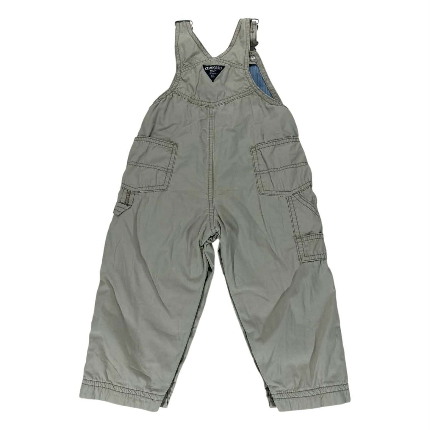 OSHKOSH B’GOSH BEIGE OVERALLS WITH ADJUSTABLE STRAPS AND POCKETS (24 MONTHS)