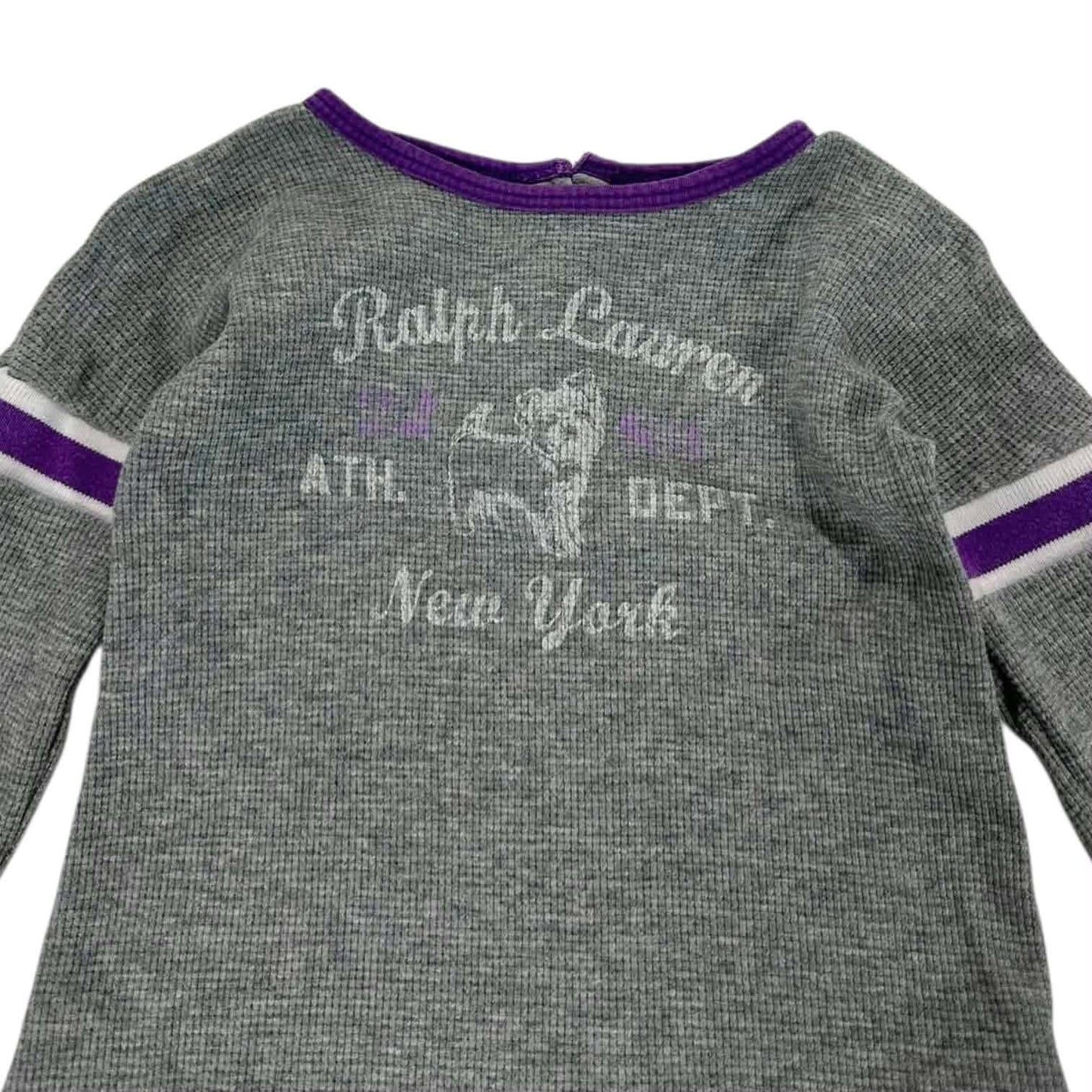 RALPH LAUREN GREY BABY GIRL DRESS WITH RUFFLES AND LONG SLEEVES (24 MONTHS)