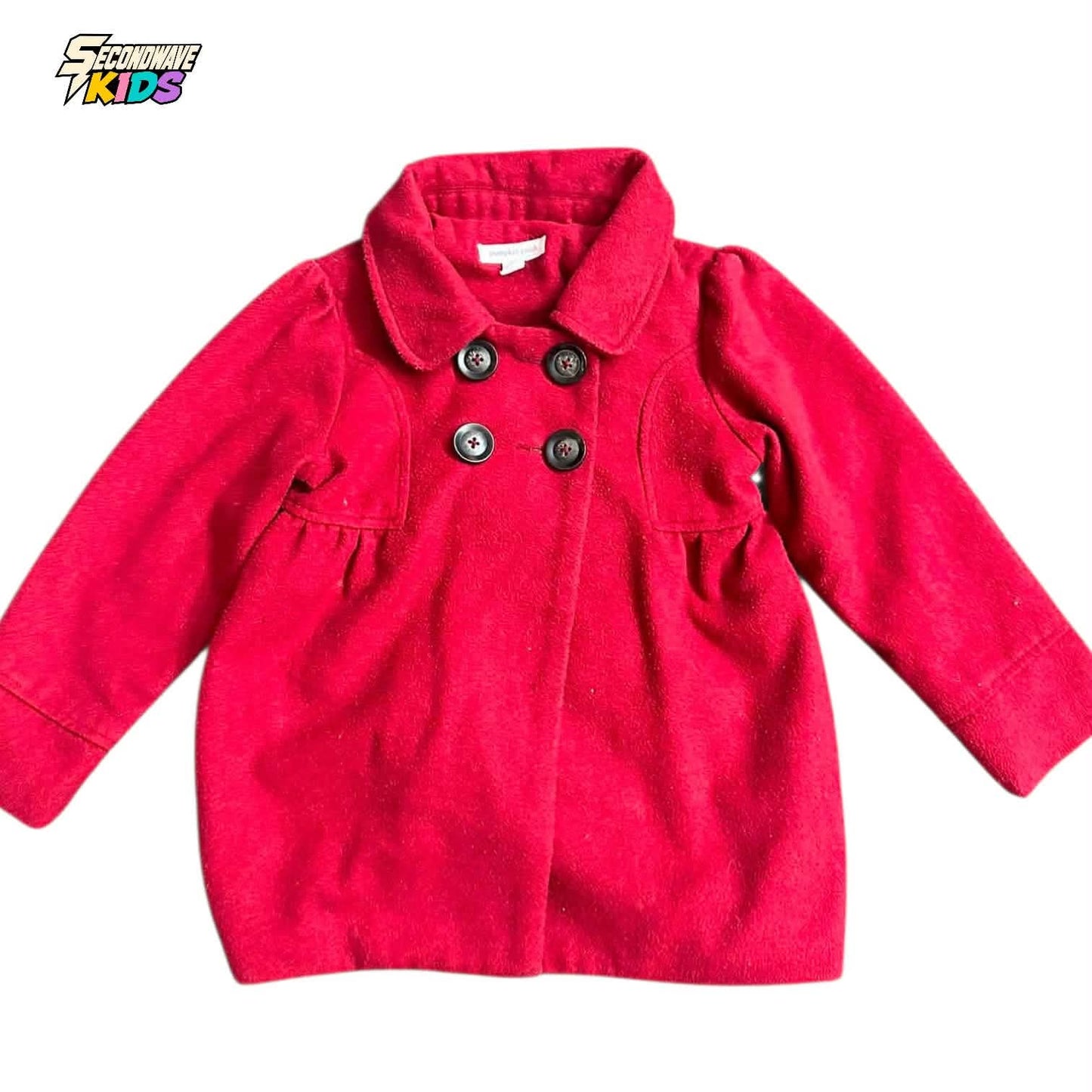 PUMPKIN PATCH RED WOOL COAT WITH BLACK BUTTONS AND POCKETS (5 YRS)