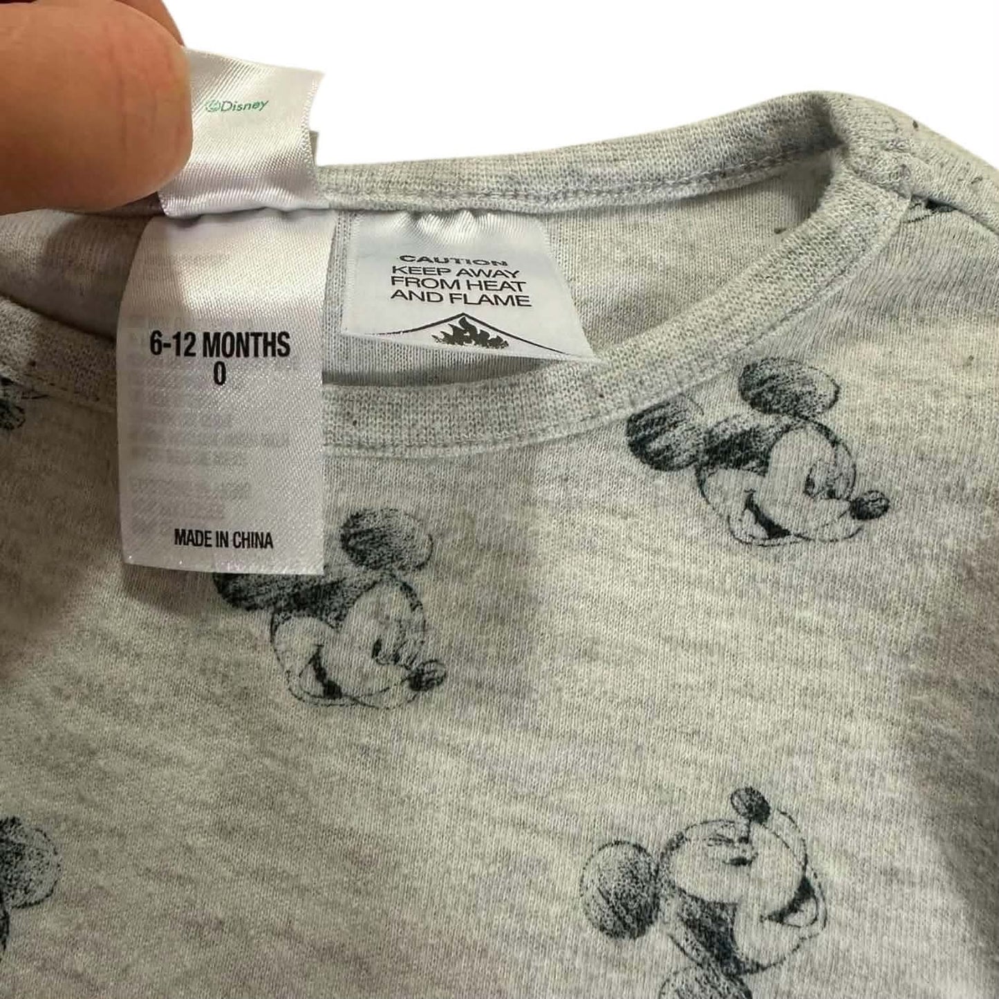 DISNEY MICKEY MOUSE GREY BABY TEE (6-12 MONTHS)