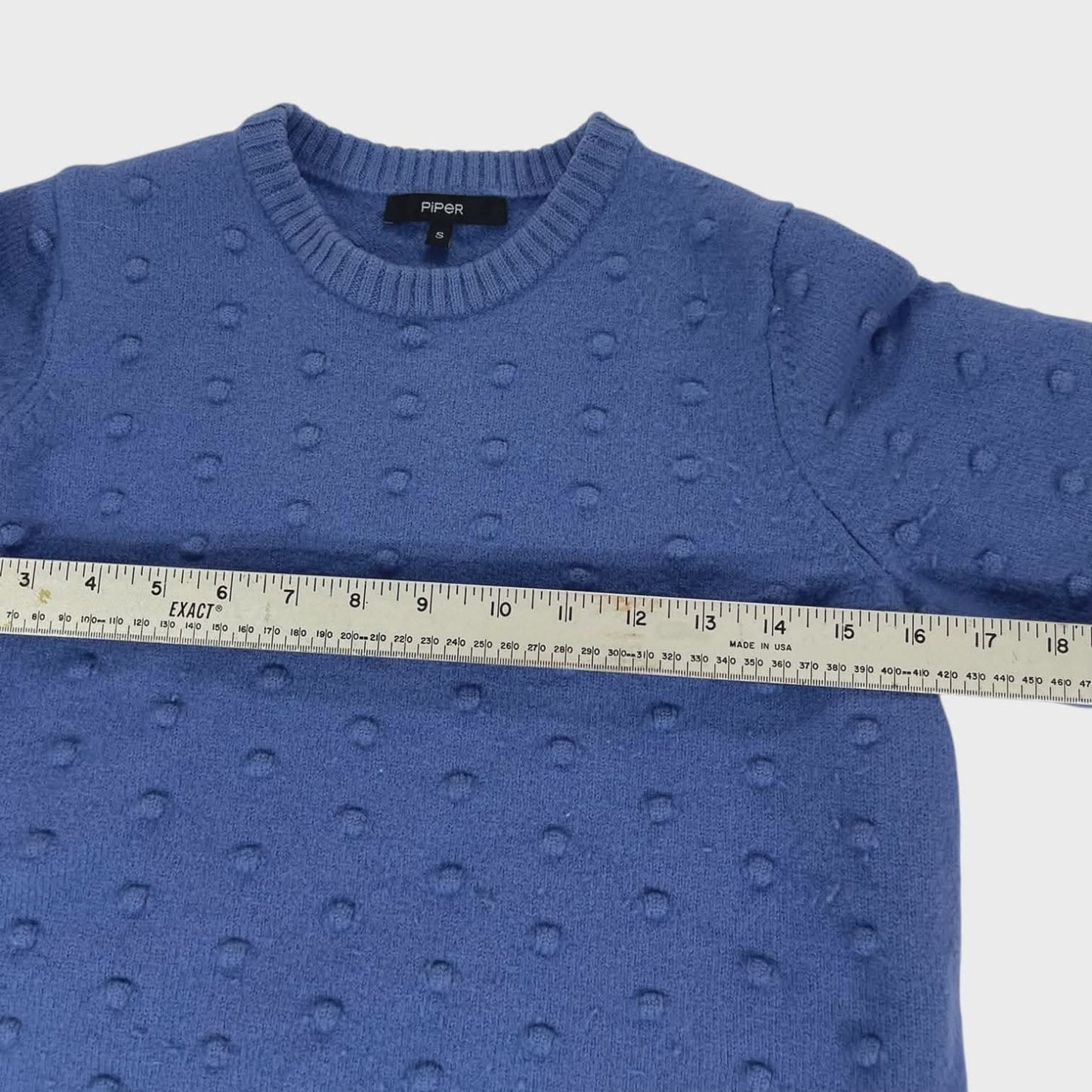 PIPER BLUE KNITTED JUMPER WITH A TEXTURED PATTERN (S)