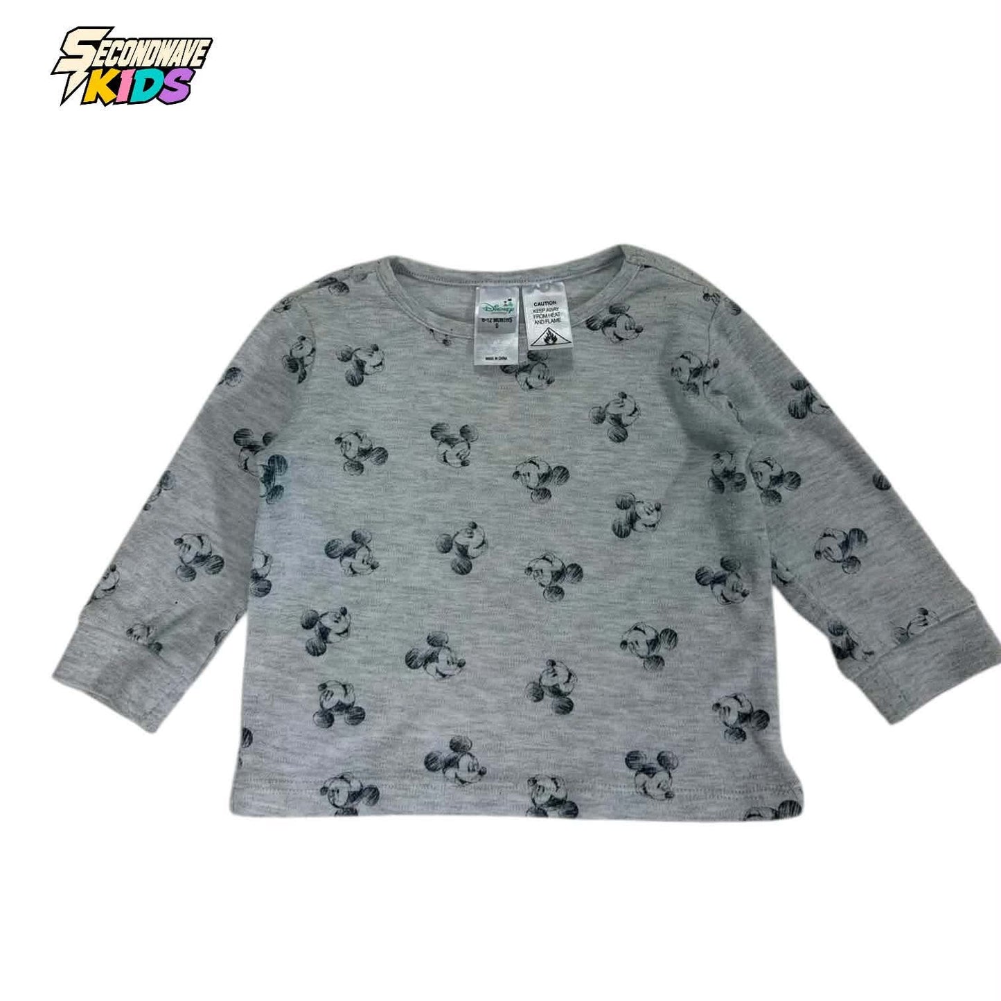 DISNEY MICKEY MOUSE GREY BABY TEE (6-12 MONTHS)
