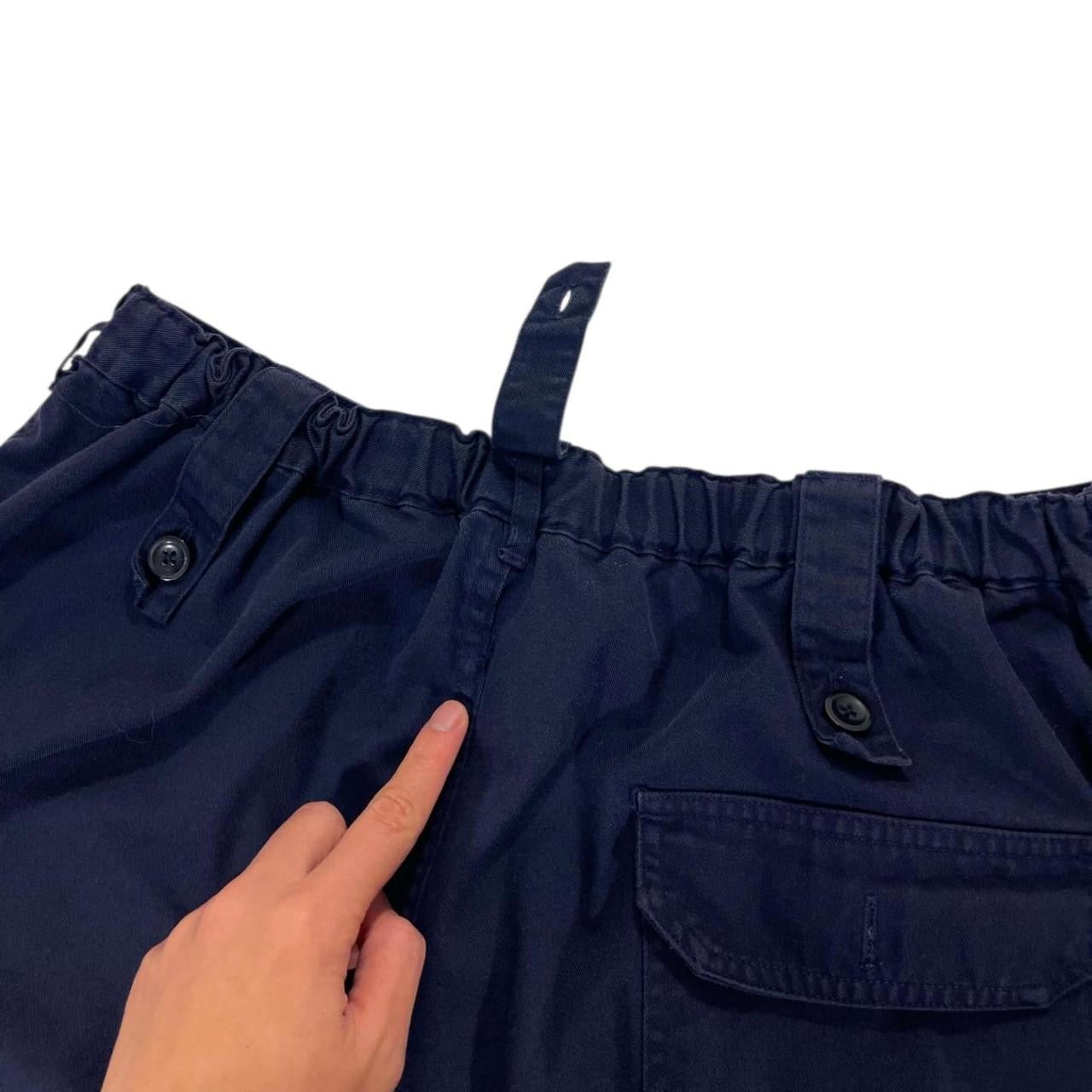 Navy blue long cargo shorts