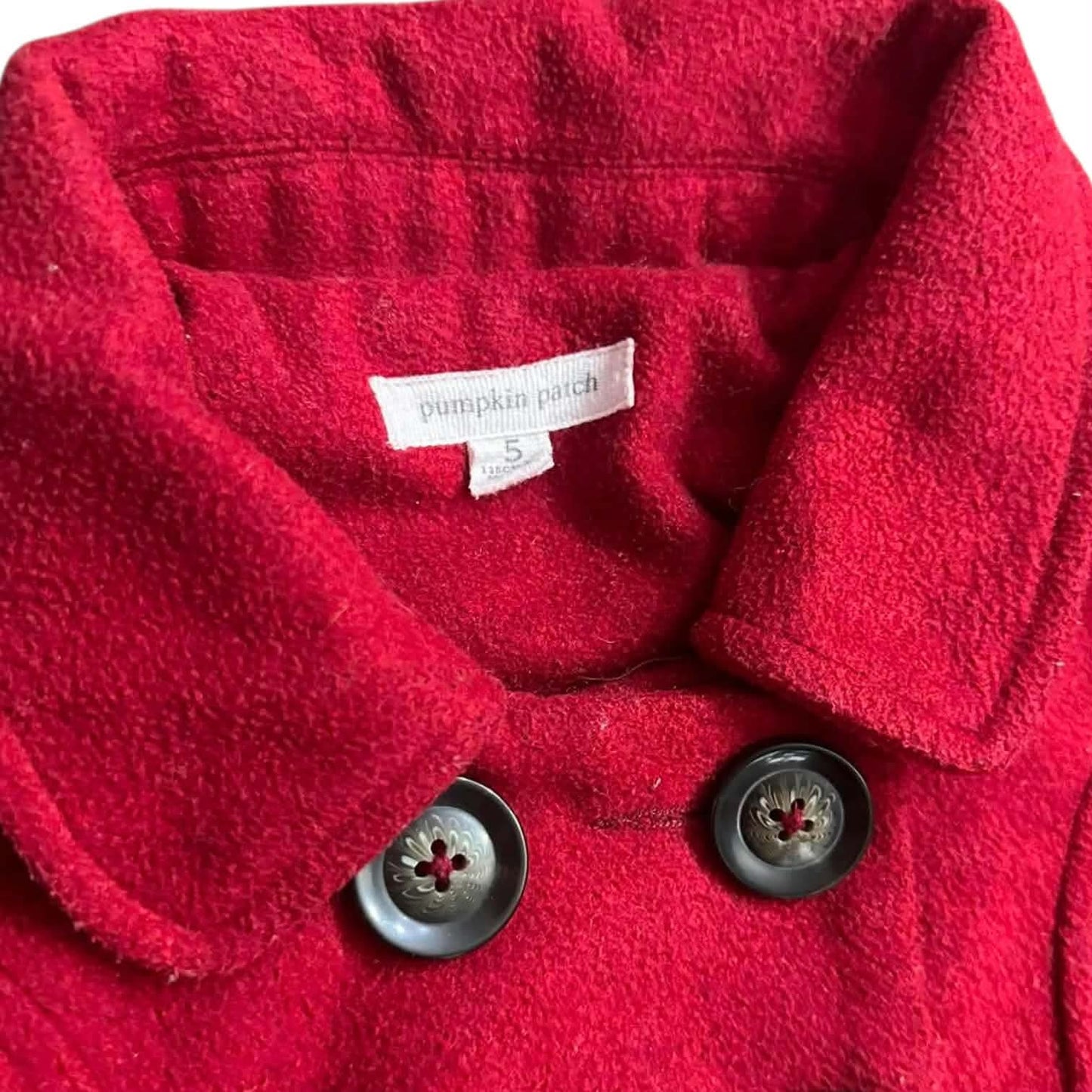 PUMPKIN PATCH RED WOOL COAT WITH BLACK BUTTONS AND POCKETS (5 YRS)