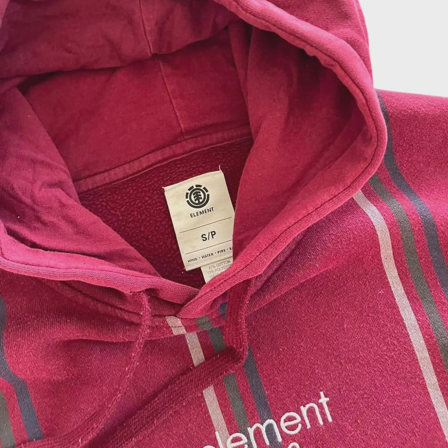 ELEMENT MAROON STRIPED HOODIE (S-M)