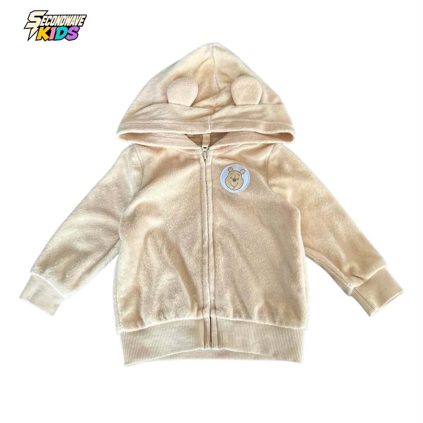 DISNEY WINNIE THE POOH CREAM VELOUR ZIP UP HOODIE (6 MONTHS)