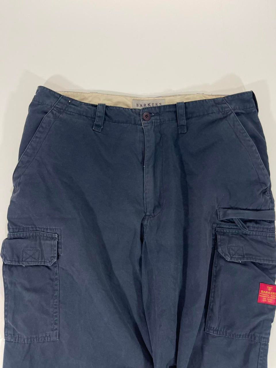 Y2K BARKERS NAVY CARGO SHORTS (32)