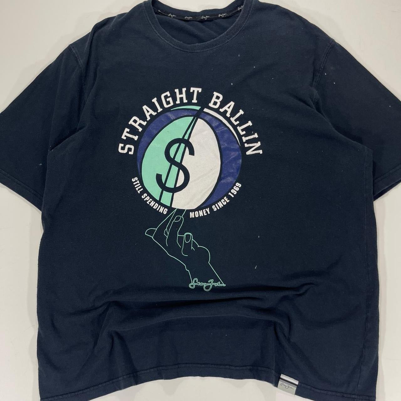 SEAN JOHN STRAIGHT BALLIN NAVY BLUE T-SHIRT (XL)