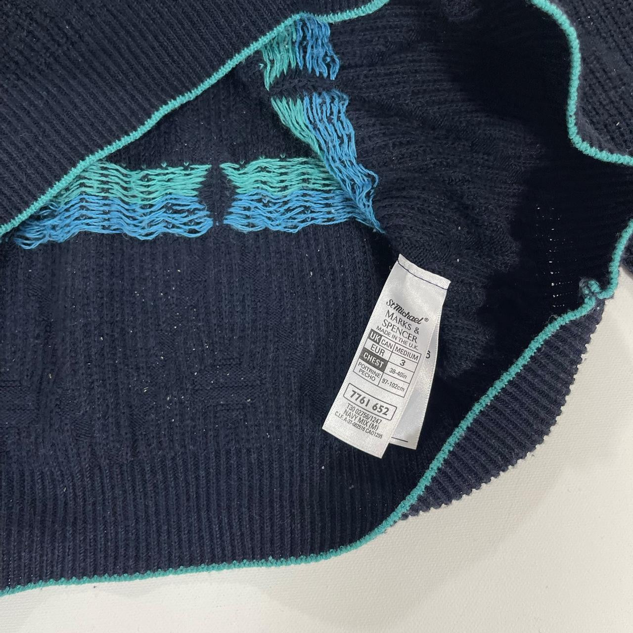 VINTAGE 90s MARKS & SPENCER NAVY BLUE SWEATER (M-L)