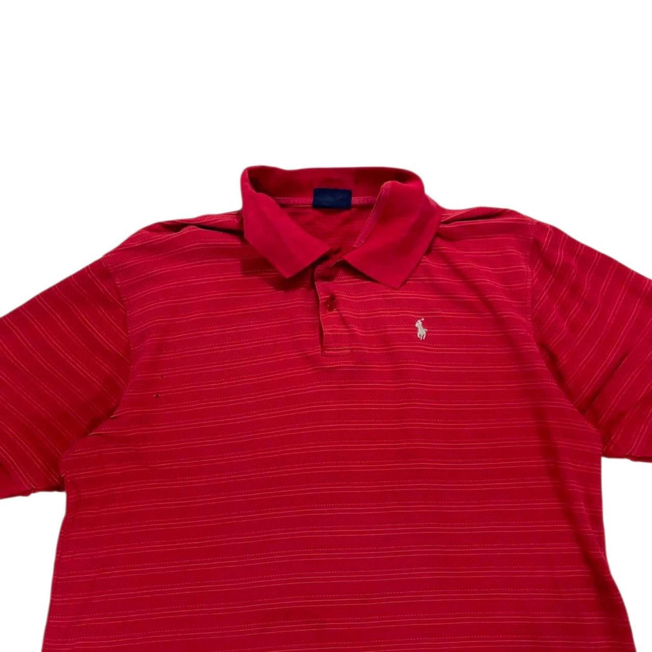 VINTAGE RALPH LAUREN RED STRIPED POLO SHIRT (M-L)
