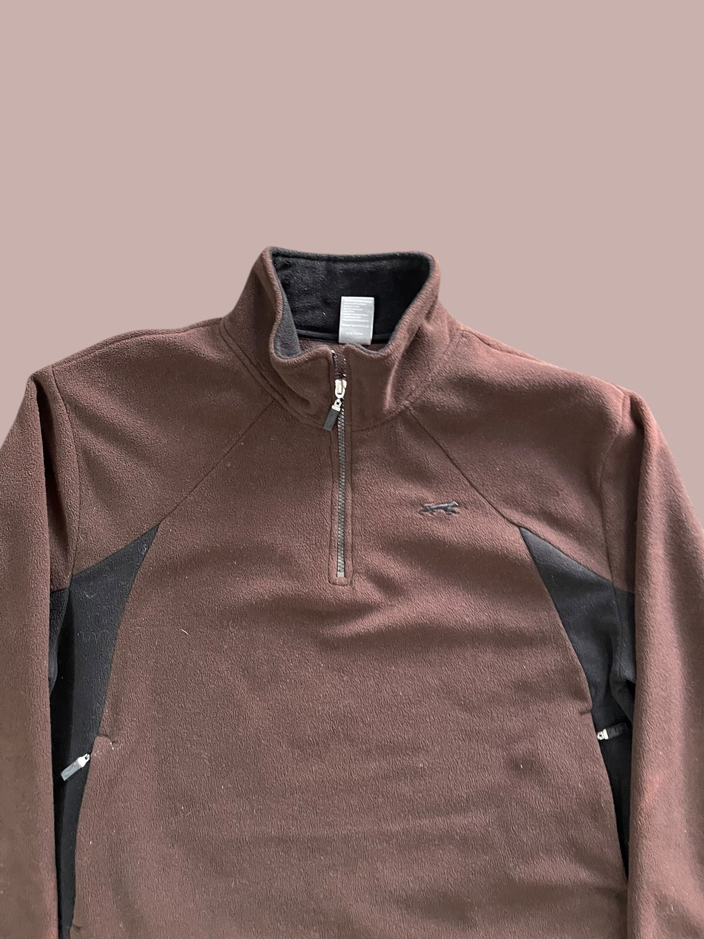 VINTAGE BROWN QUARTERZIP FLEECE (L)