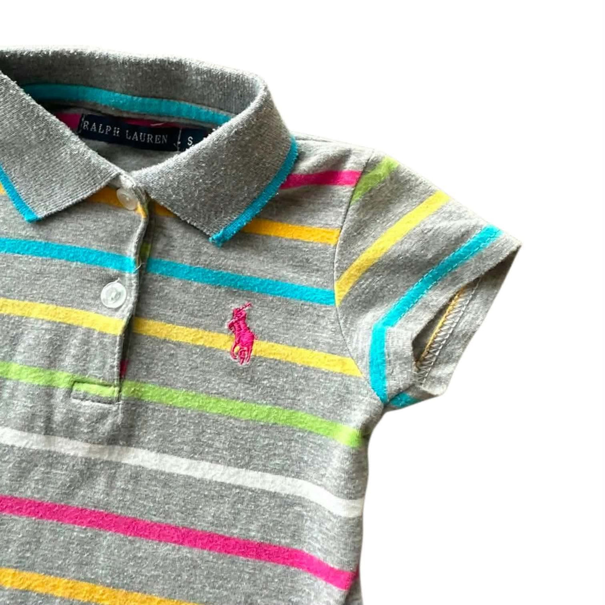 BOOTLEG RL MULTICOLOURED STRIPED BABY POLO DRESS (S)