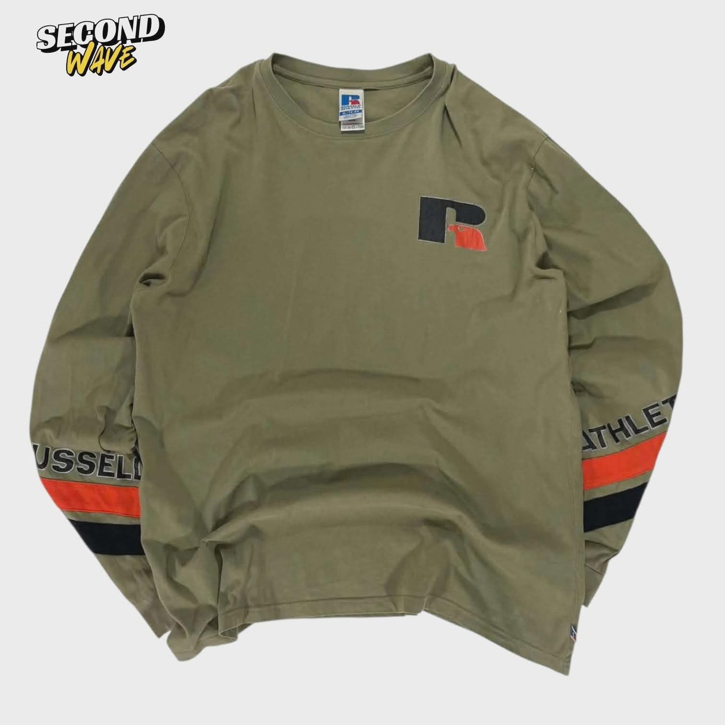 VINTAGE RUSSELL ATHLETIC KHAKI LONG SLEEVE (XL)