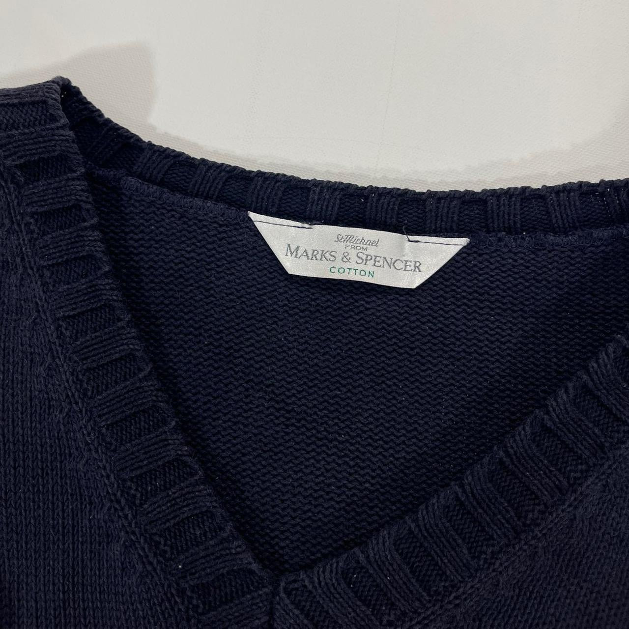 VINTAGE NAVY MARKS & SPENCER COTTON JUMPER (L)