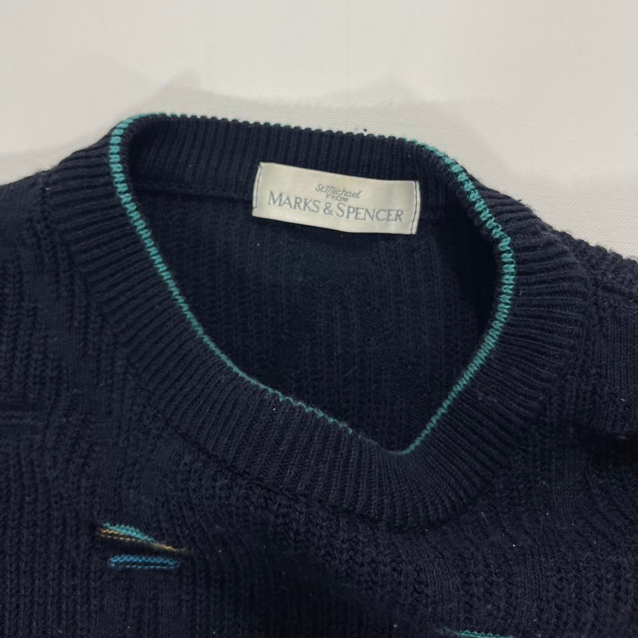 VINTAGE 90s MARKS & SPENCER NAVY BLUE SWEATER (M-L)