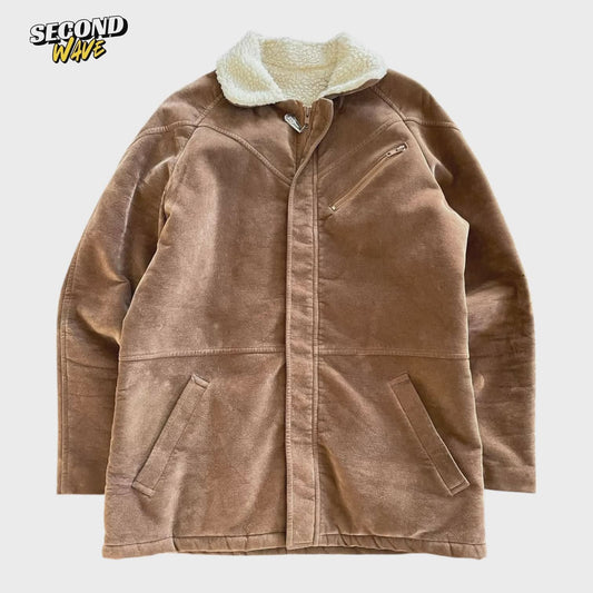 VINTAGE OUTDOOR UNLIMITED LONDON FOG BROWN SUEDE JACKET WITH FUR LINING (L)