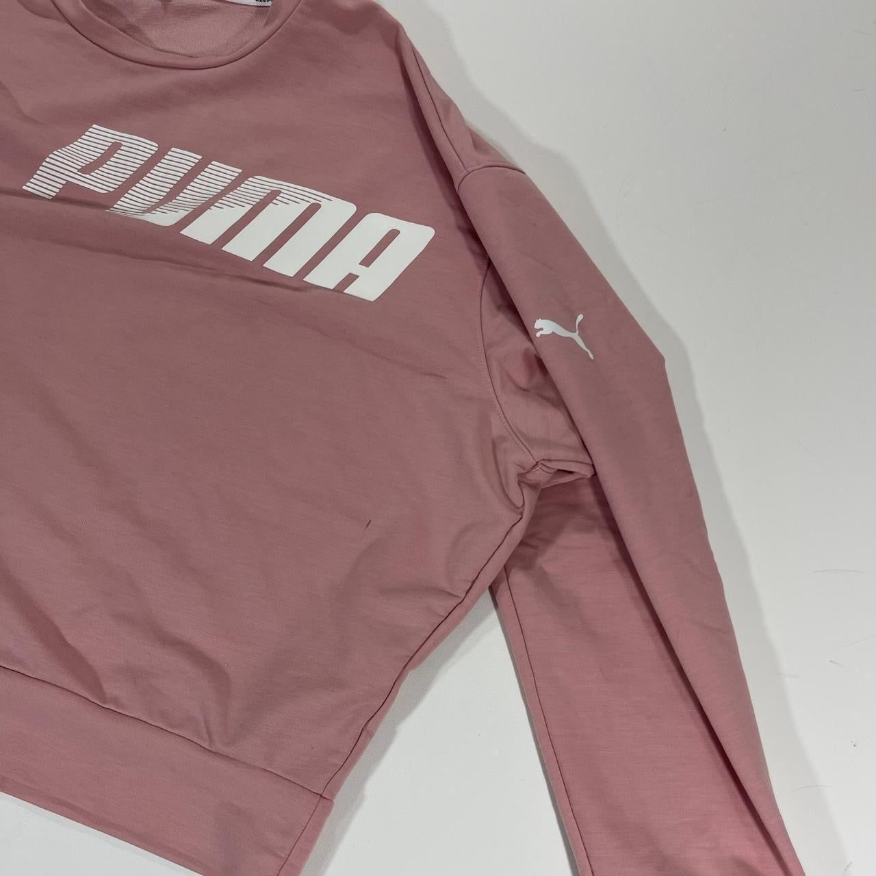 PUMA CROPPED PINK CREWNECK SWEATSHIRT (L)