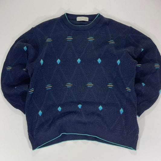 VINTAGE 90s MARKS & SPENCER NAVY BLUE SWEATER (M-L)