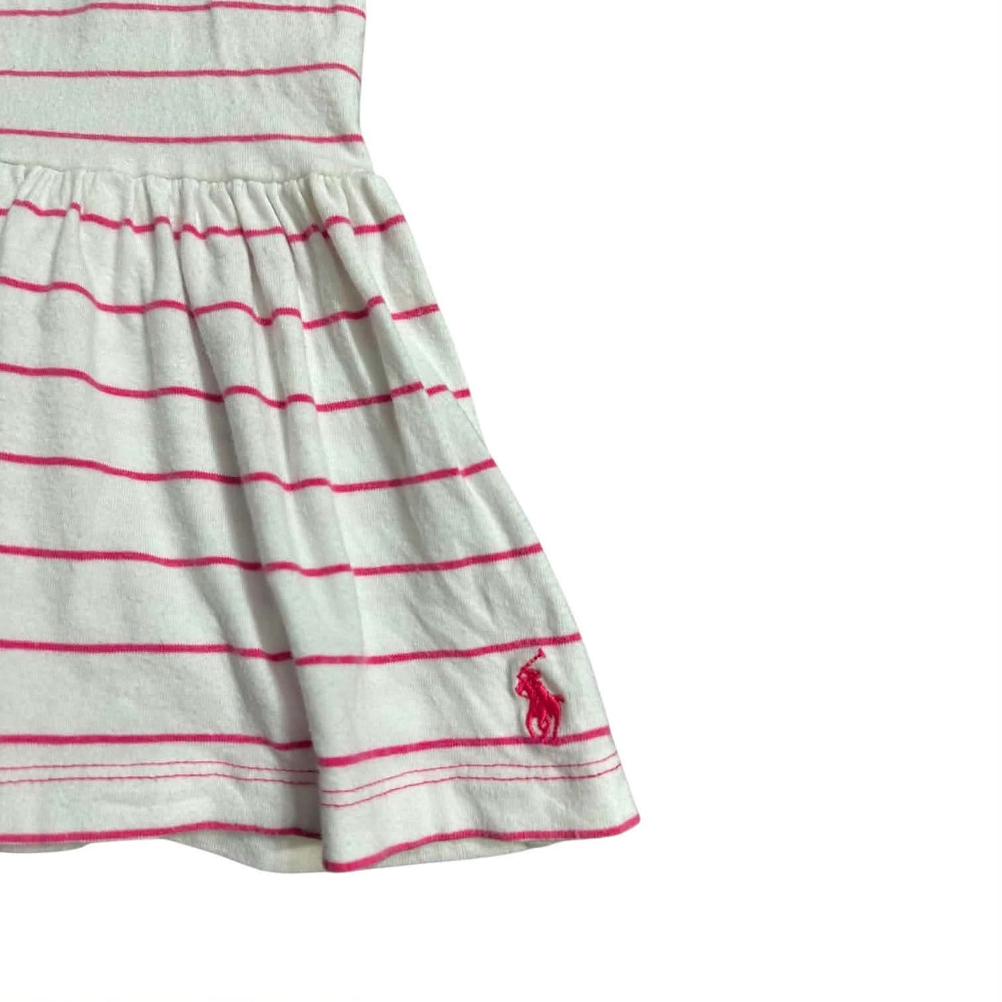 RALPH LAUREN PINK AND WHITE STRIPED BABYDOLL DRESS WITH RUFFLE SLEEVES (3T)