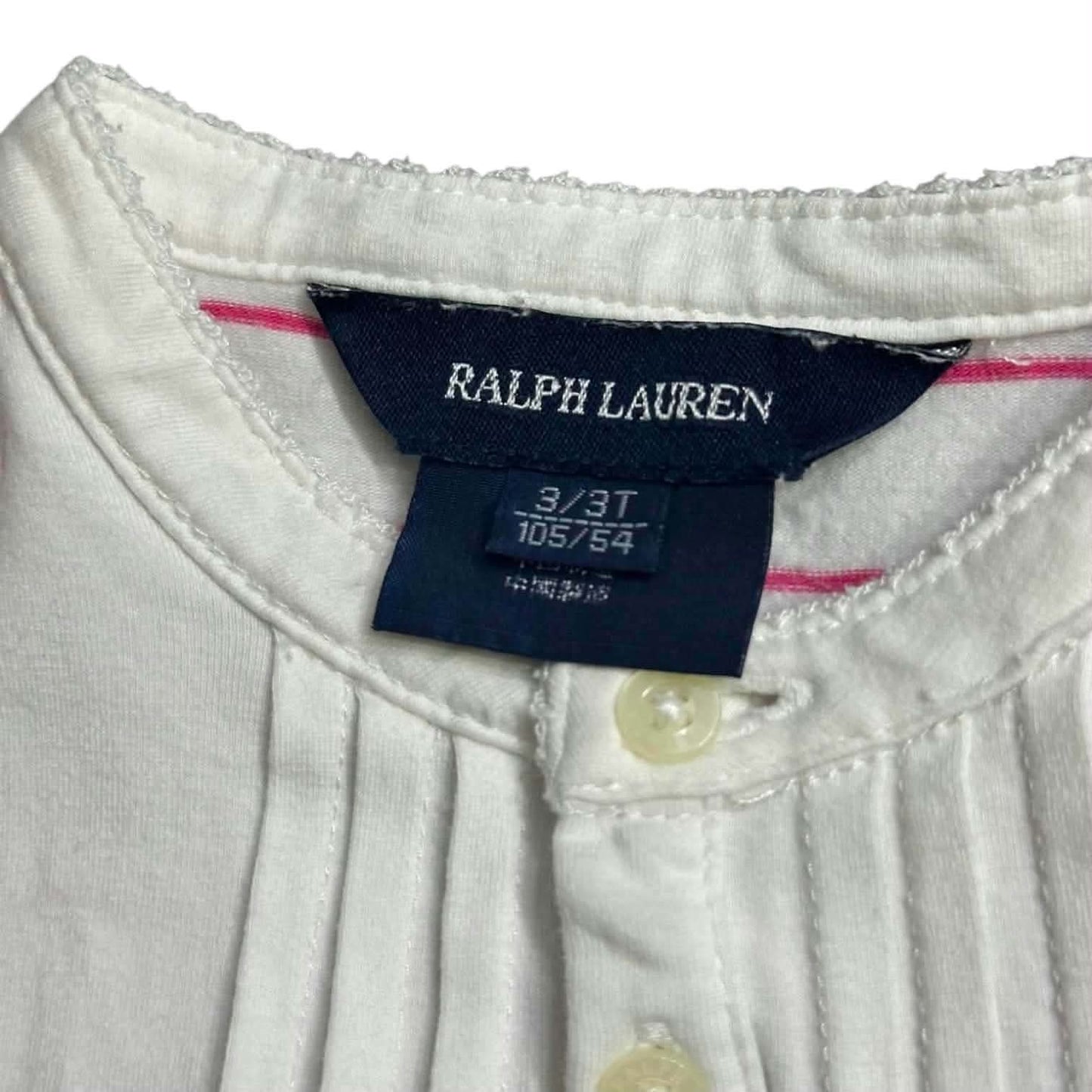 RALPH LAUREN PINK AND WHITE STRIPED BABYDOLL DRESS WITH RUFFLE SLEEVES (3T)