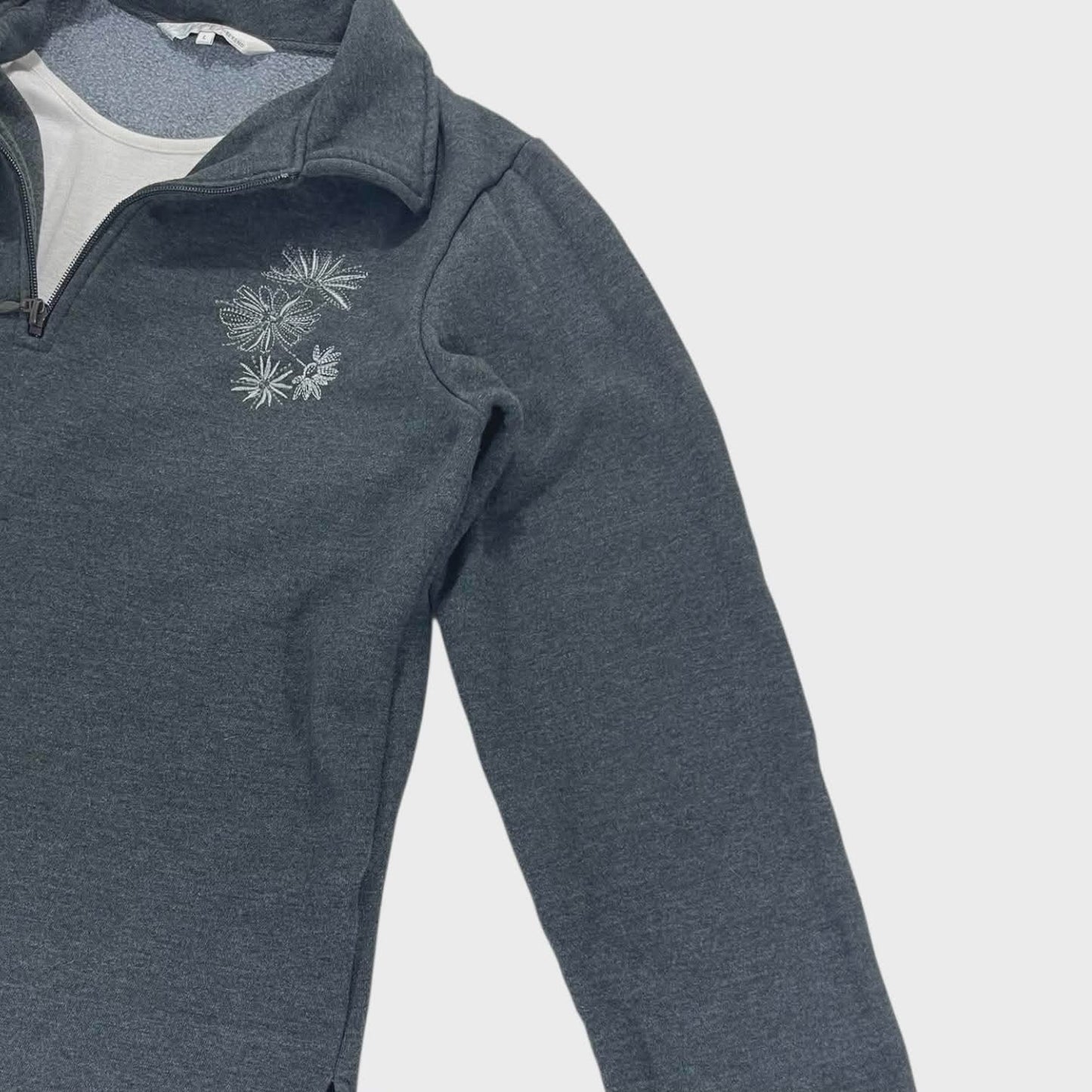ELLA J QUARTER ZIP WITH FLORAL (L)