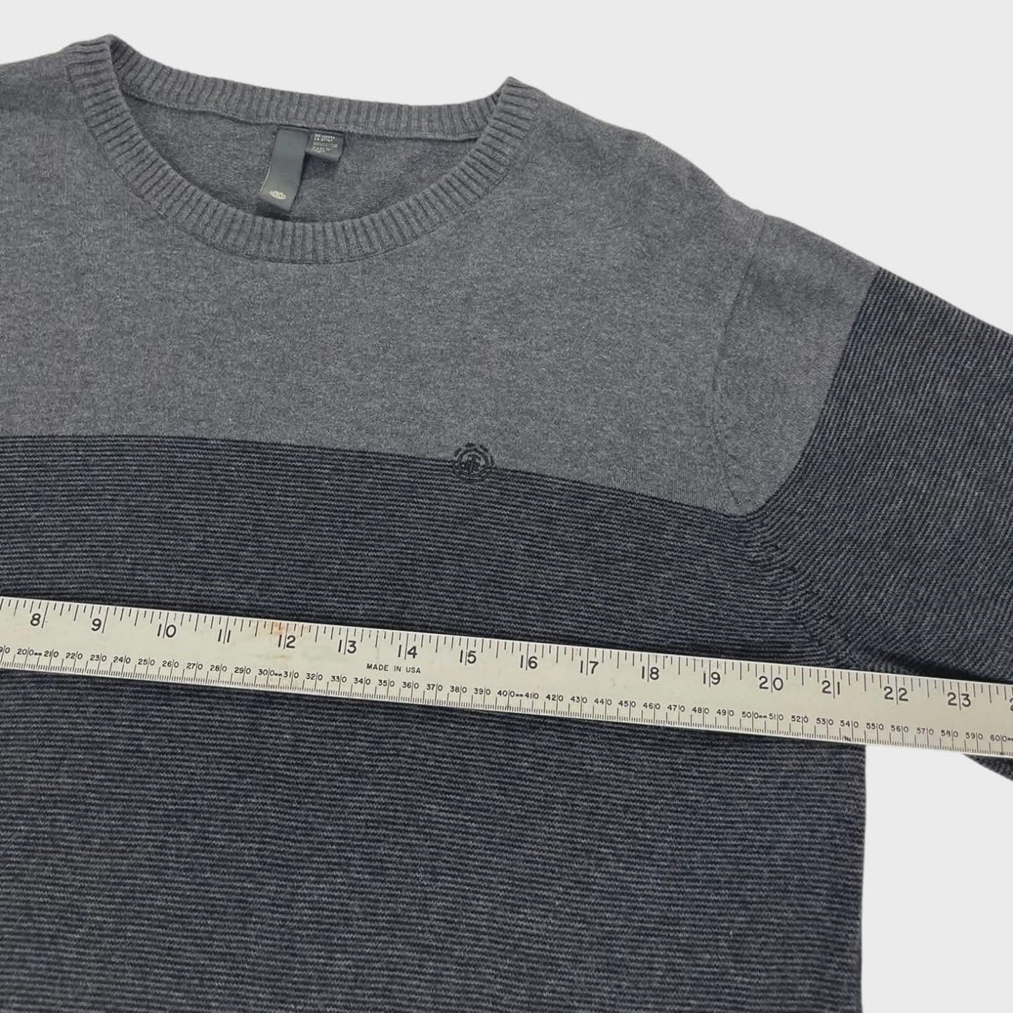 VINTAGE ELEMENT GREY STRIPED SWEATER (XL)