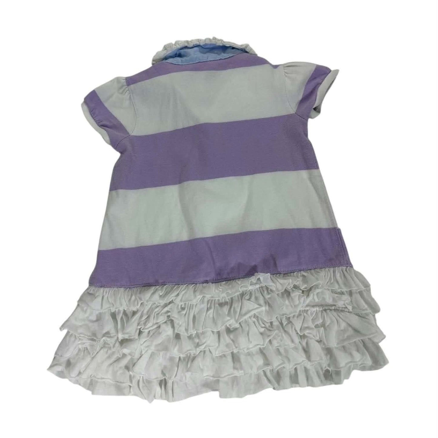 RALPH LAUREN PURPLE AND WHITE STRIPED BABY GIRL DRESS WITH RUFFLES (12 MONTHS)