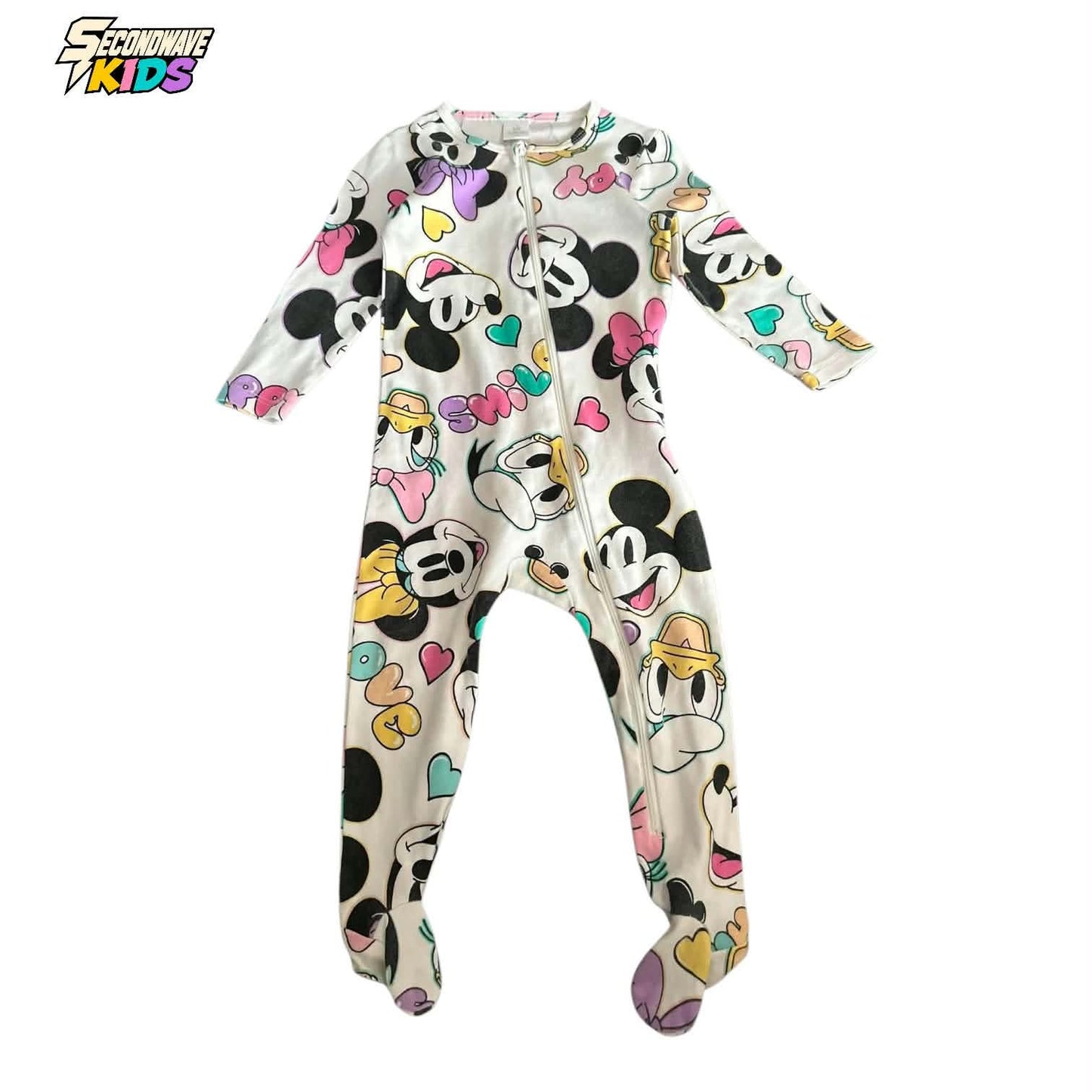 DISNEY BABY MICKEY MOUSE AND MINNIE MOUSE WHITE FOOTIE (12-18 MONTHS)