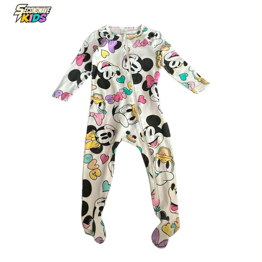 DISNEY BABY MICKEY MOUSE AND MINNIE MOUSE WHITE FOOTIE (12-18 MONTHS)