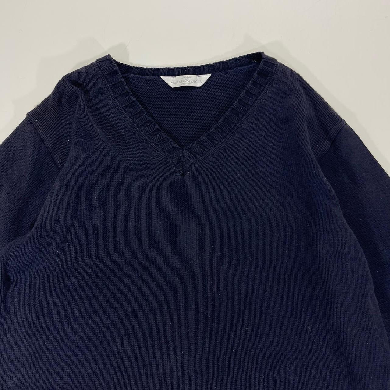 VINTAGE NAVY MARKS & SPENCER COTTON JUMPER (L)