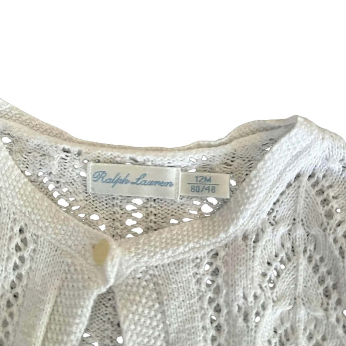RALPH LAUREN WHITE BABY CARDIGAN (12 MONTHS - S)