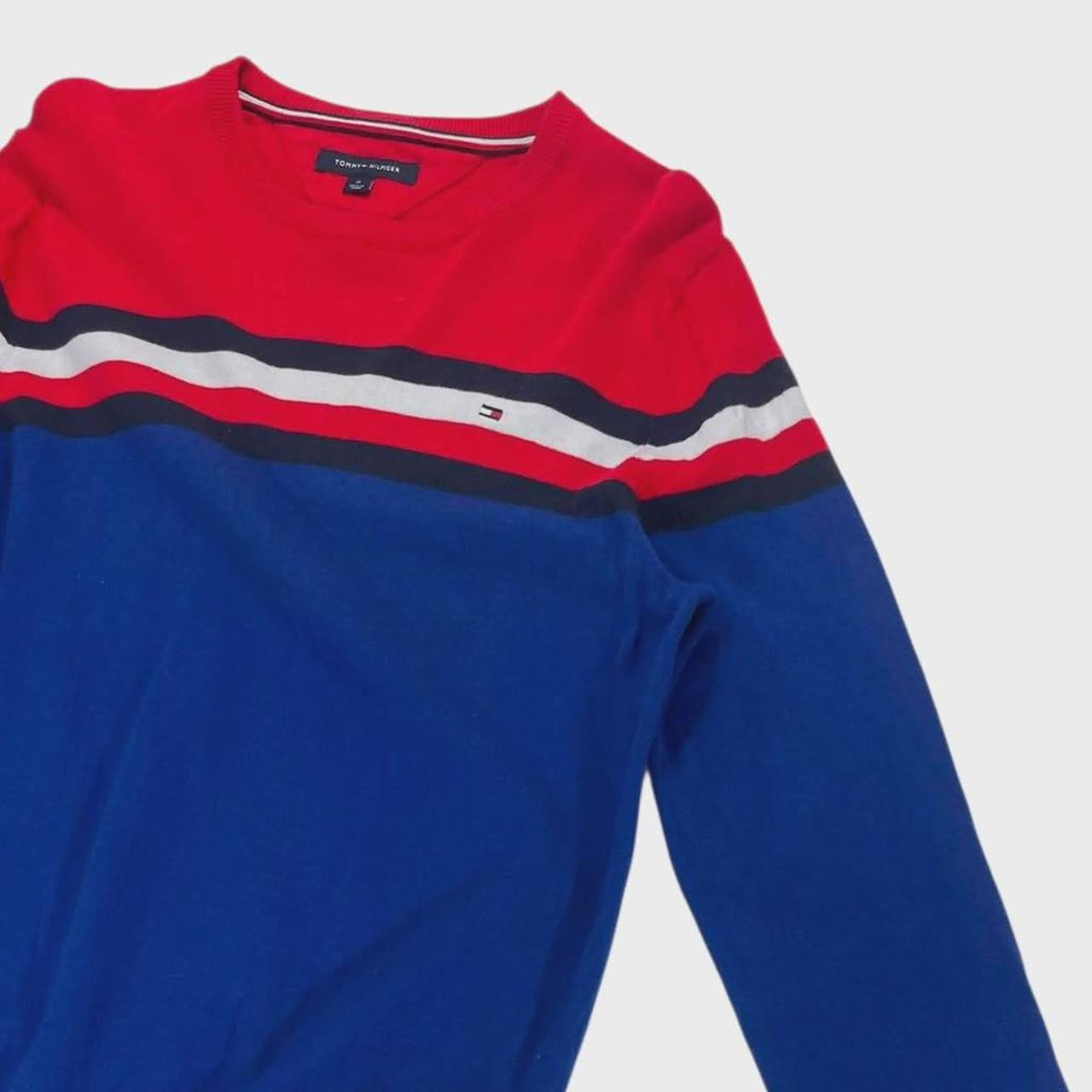 TOMMY HILFIGER RED & BLUE STRIPED SWEATER (M)