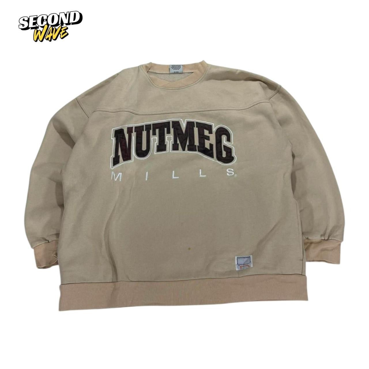 VINTAGE NUTMEG MILLS SPELLOUT SWEATSHIRT (L-XL)