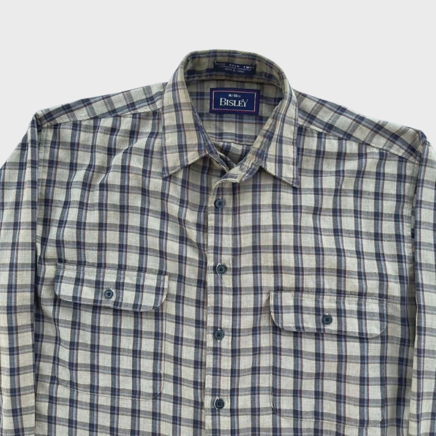 BISLEY BLUE & WHITE CHECKERED BUTTON UP SHIRT (L)