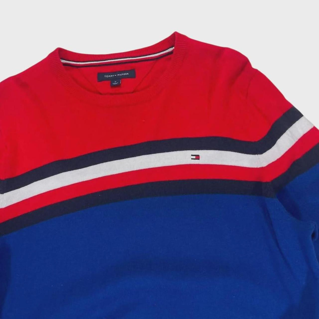 TOMMY HILFIGER RED & BLUE STRIPED SWEATER (M)