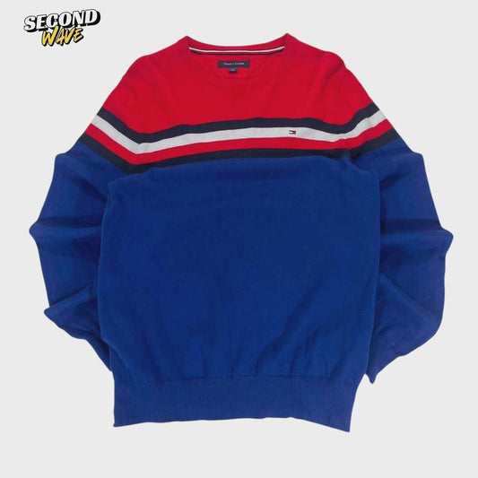 TOMMY HILFIGER RED & BLUE STRIPED SWEATER (M)