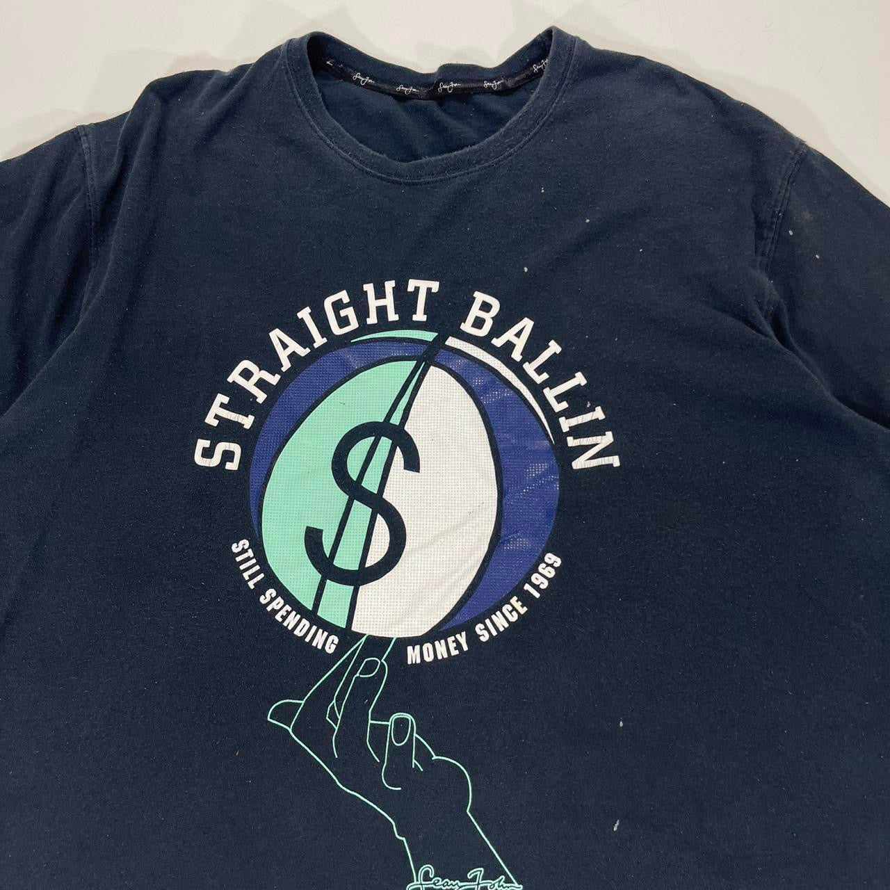 SEAN JOHN STRAIGHT BALLIN NAVY BLUE T-SHIRT (XL)
