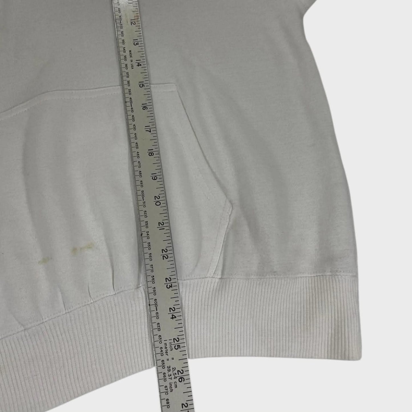 VINTAGE NIKE WHITE EMBROIDERED SWOOSH HOODIE (L)