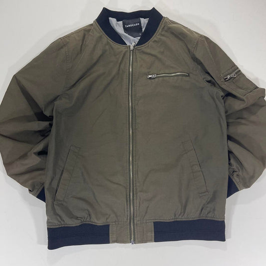 TARO CASH KHAKI JACKET WITH NAVY COLLAR AND CUFFS (L)