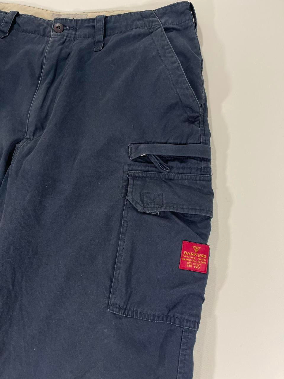 Y2K BARKERS NAVY CARGO SHORTS (32)