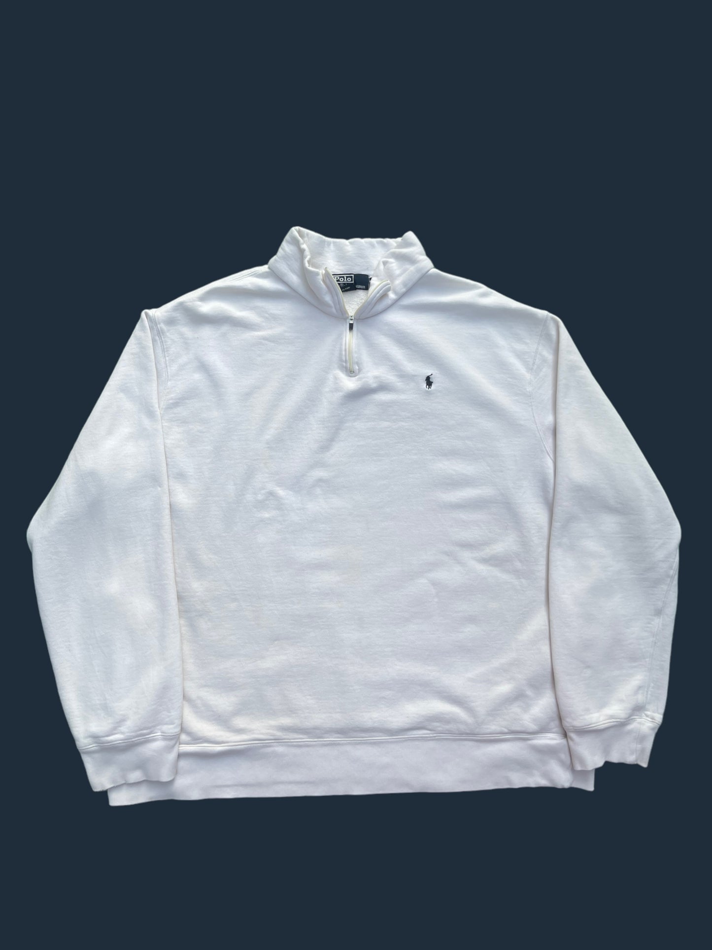 VINTAGE WHITE RALPH LAUREN QUARTERZIP (XXL)