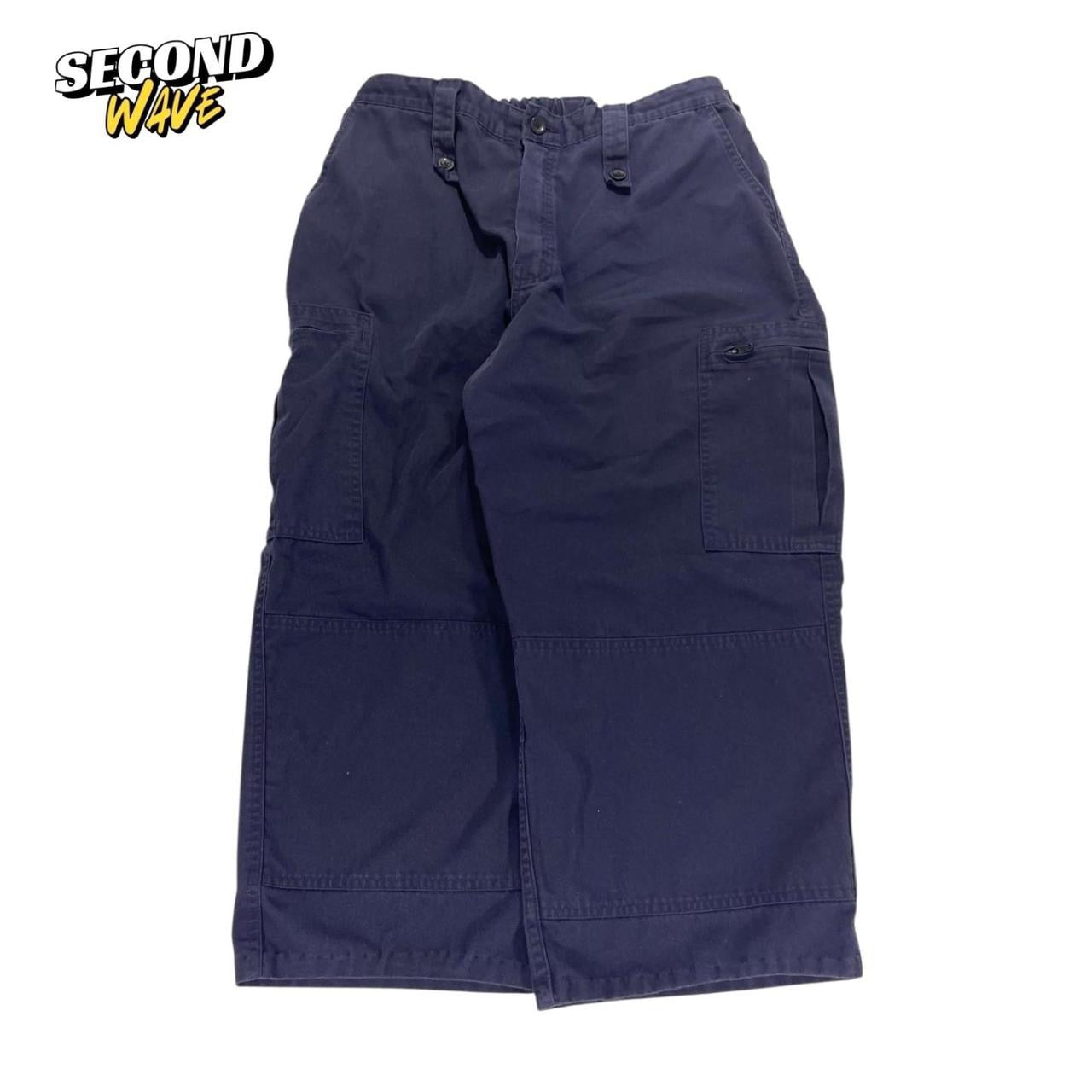 Navy blue long cargo shorts