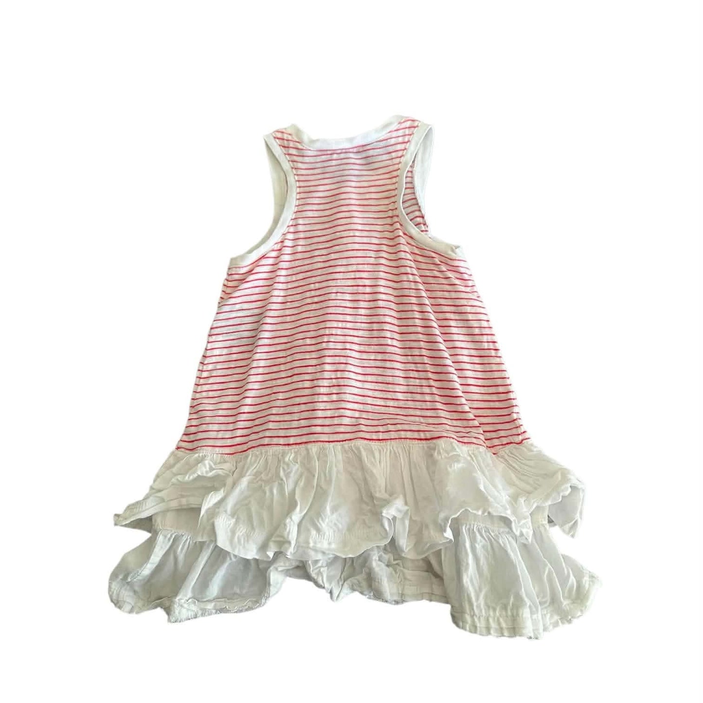 RALPH LAUREN PINK & WHITE STRIPED DRESS WITH RUFFLES AND BUTTON DETAIL (12 MONTHS)