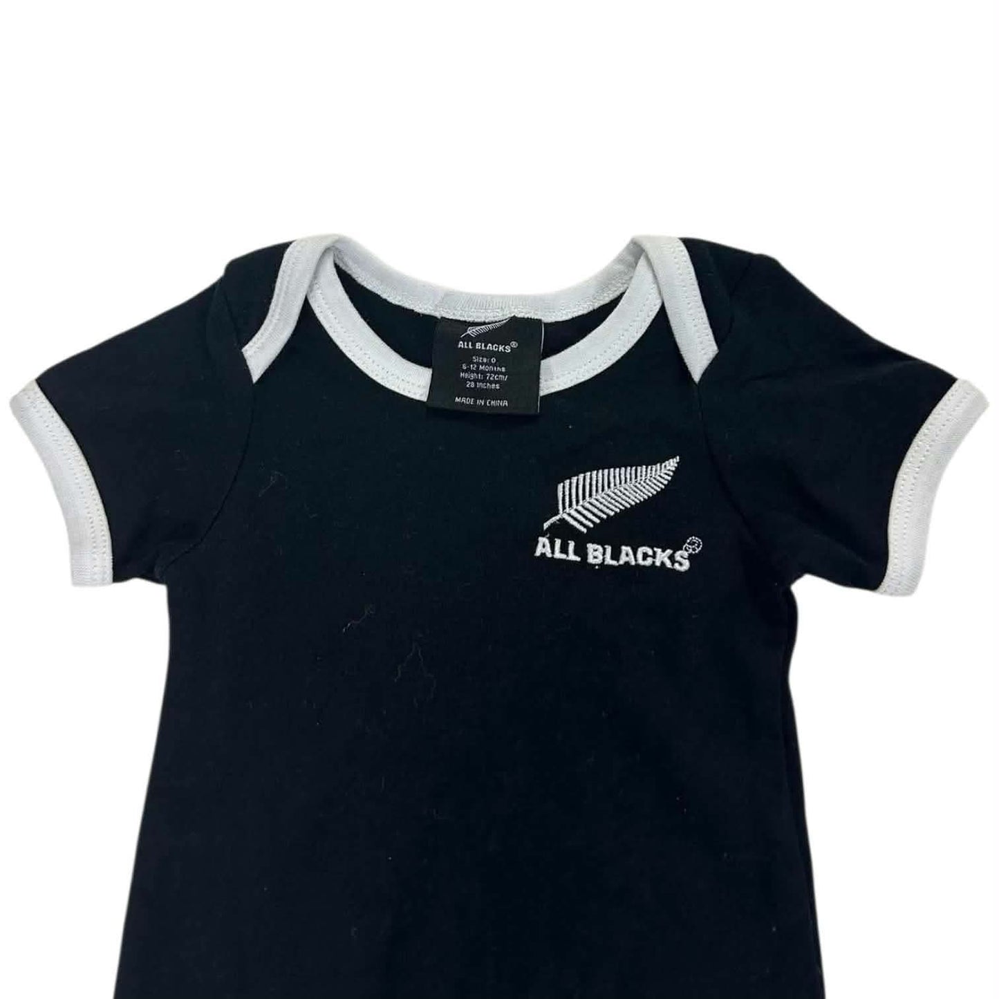 ALL BLACKS BLACK BABY ONESIE (6-12 MONTHS)