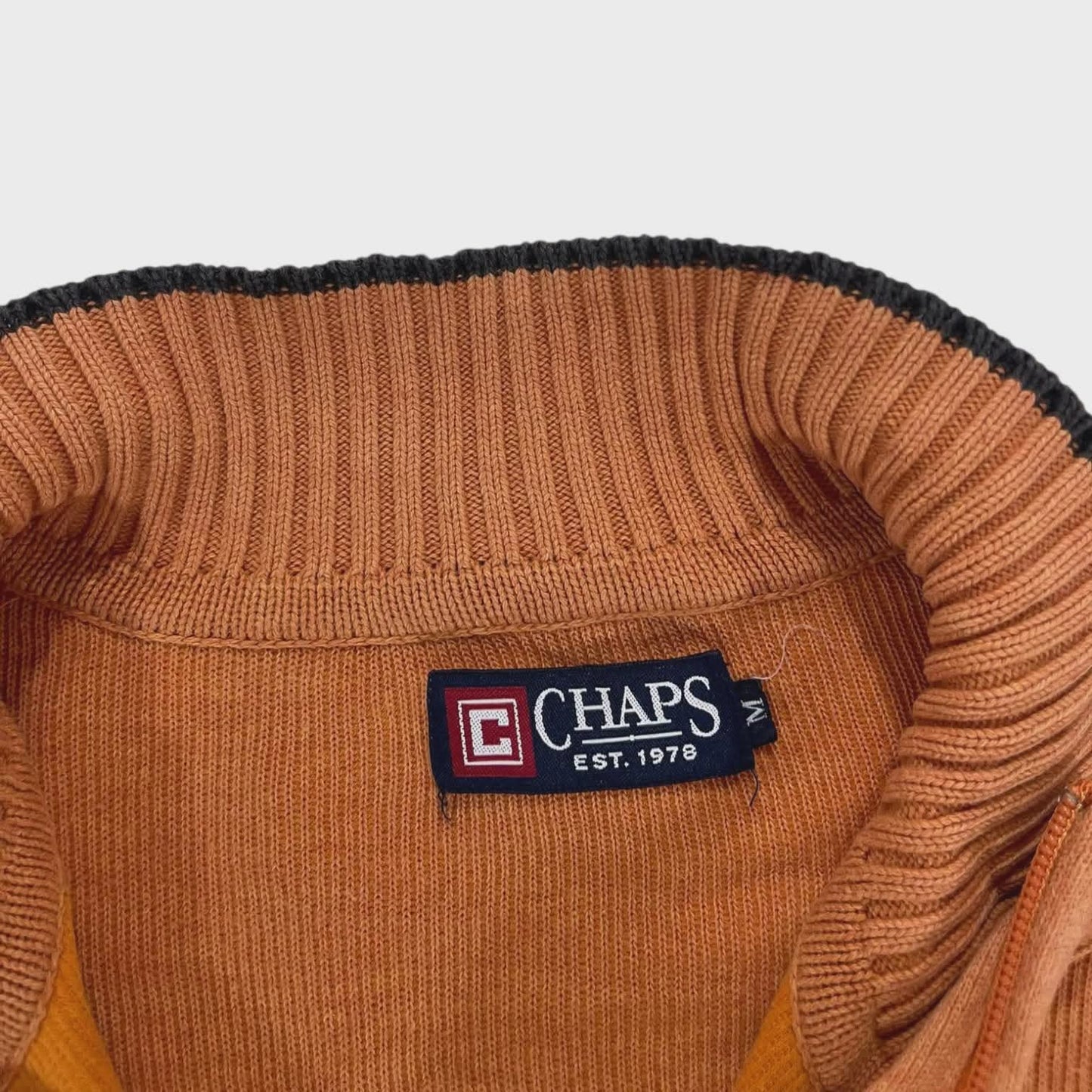 CHAPS ORANGE QUARTER ZIP SWEATER (M)