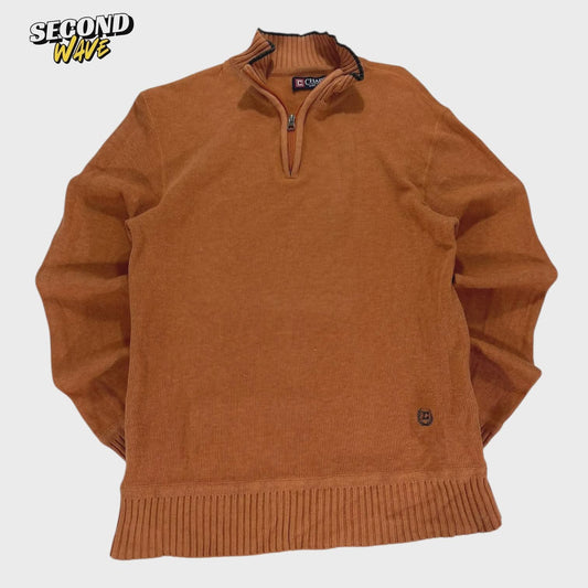 CHAPS ORANGE QUARTER ZIP SWEATER (M)
