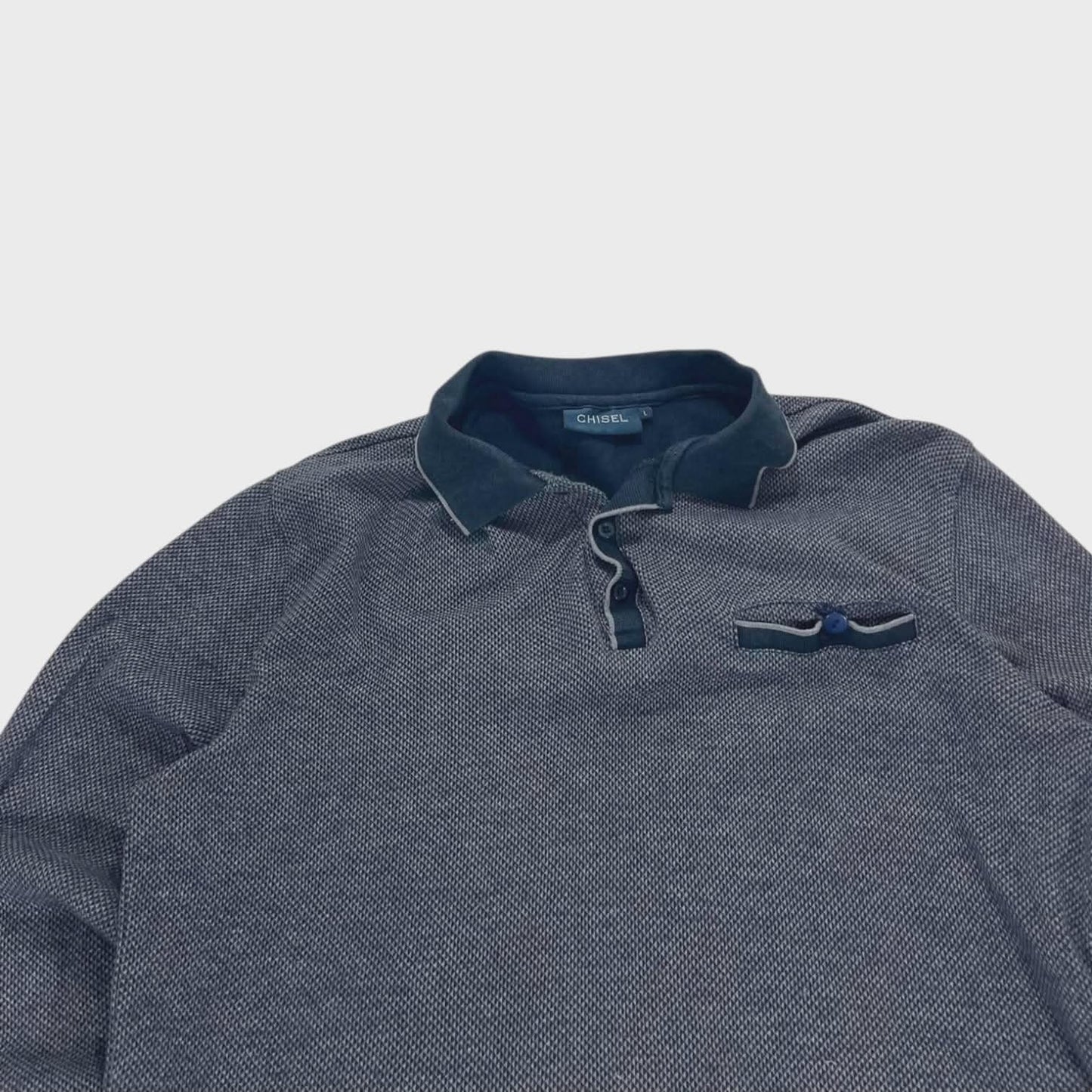 VINTAGE CHISEL POLO SHIRT WITH EMBROIDERED LOGO (M-L)