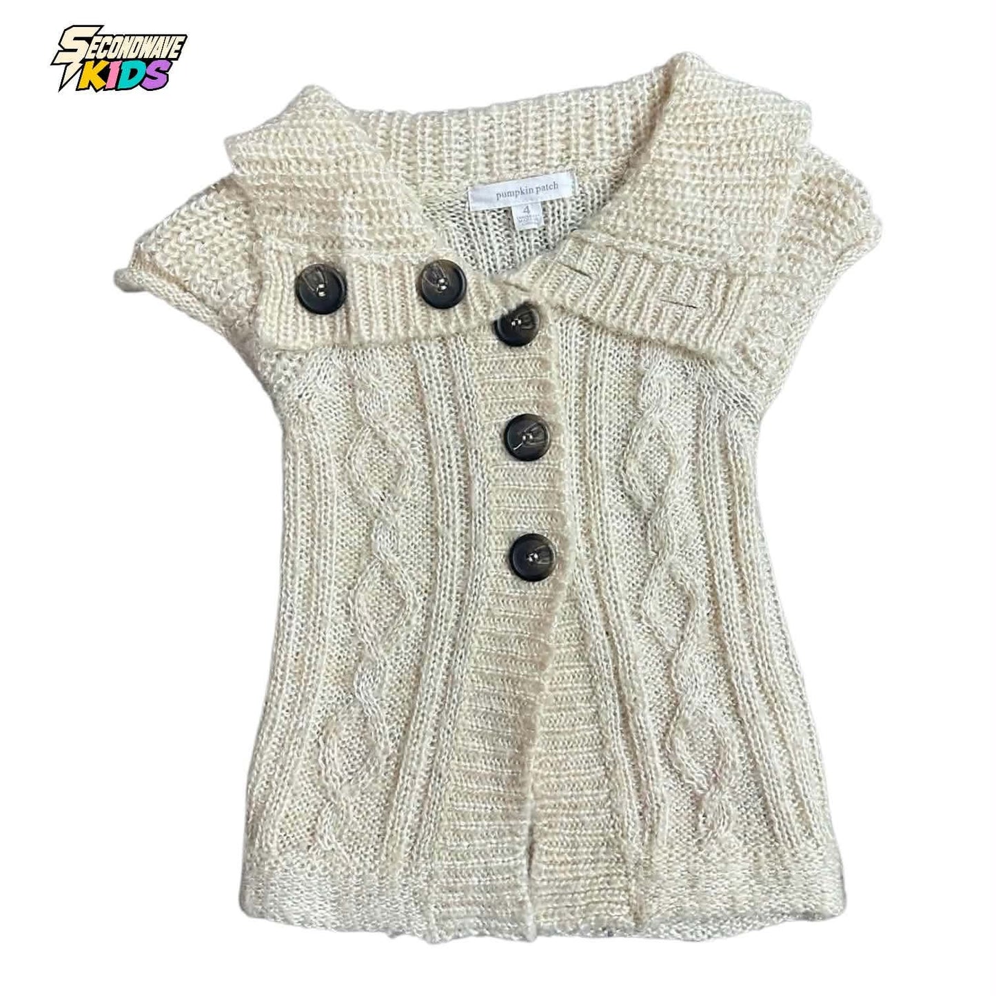 PUMPKIN PATCH CREAM KNIT SWEATER VEST WITH BUTTON AND COLLAR (4 YRS)