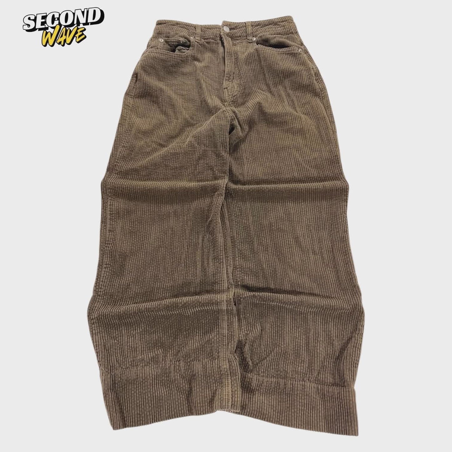 GLASSONS BROWN CORDUROY WIDE LEG TROUSERS (UK10)