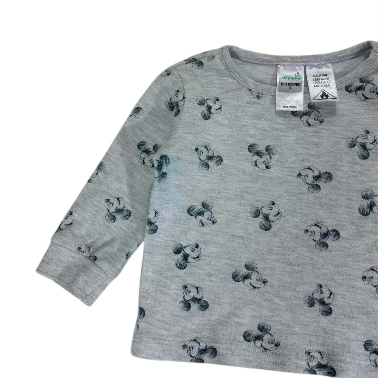 DISNEY MICKEY MOUSE GREY BABY TEE (6-12 MONTHS)